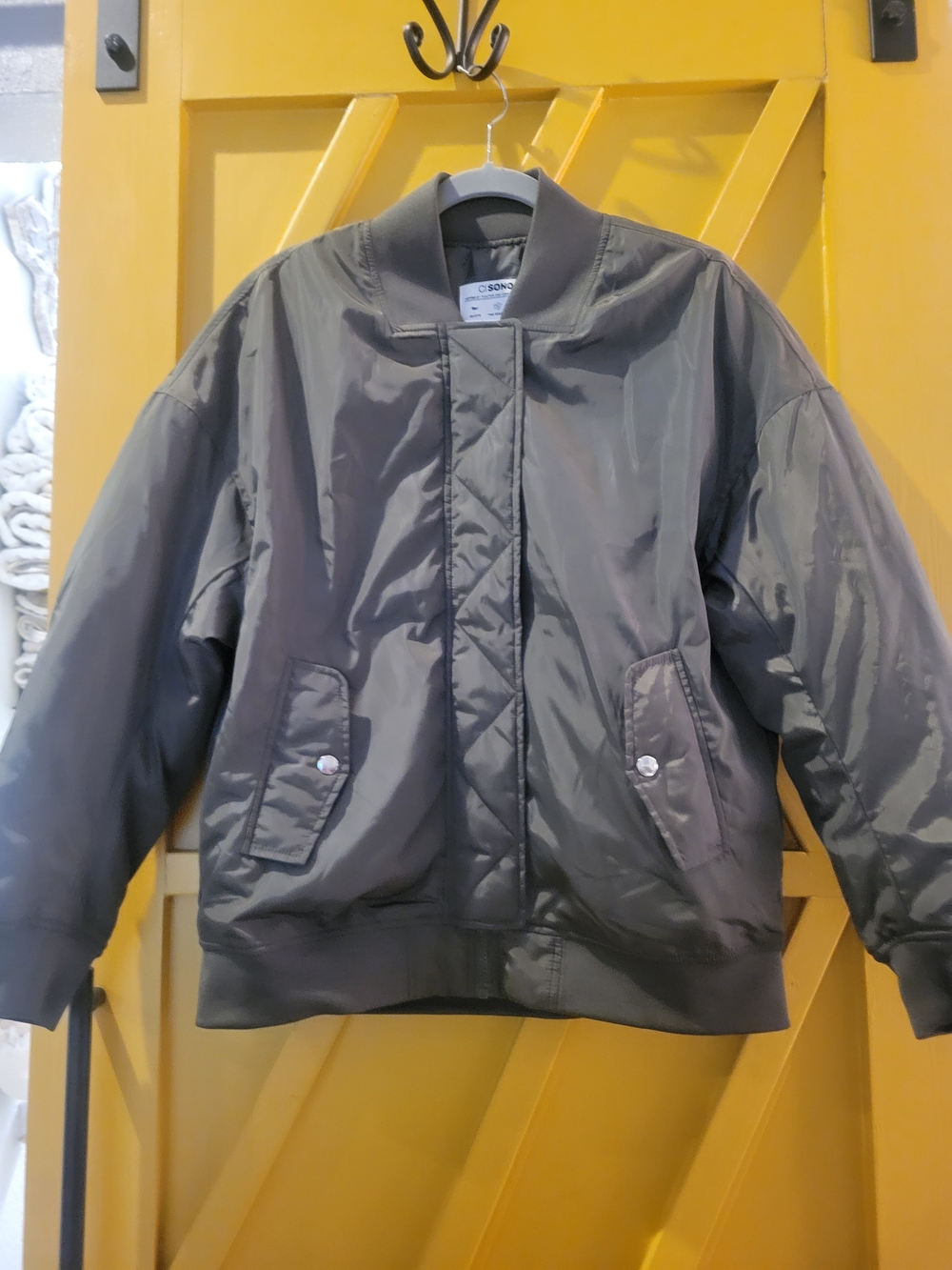 Ci Sono Men's Olive Green Bomber Jacket